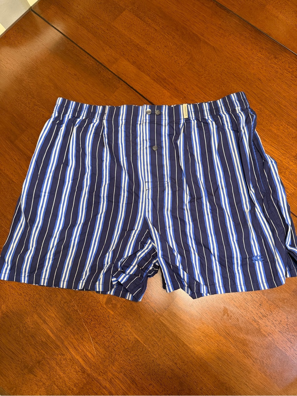 Burberry London Men's Boxer Shorts Size XL 100% Cotton Blue Striped
